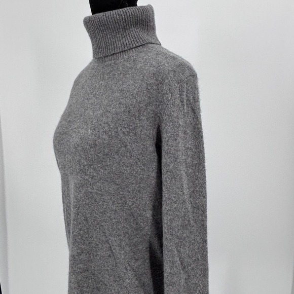 ISAACMizrahi LIVE Gray Cashmere Turtleneck Sweater cozy winter knit Tunic Size S - Picture 2 of 7